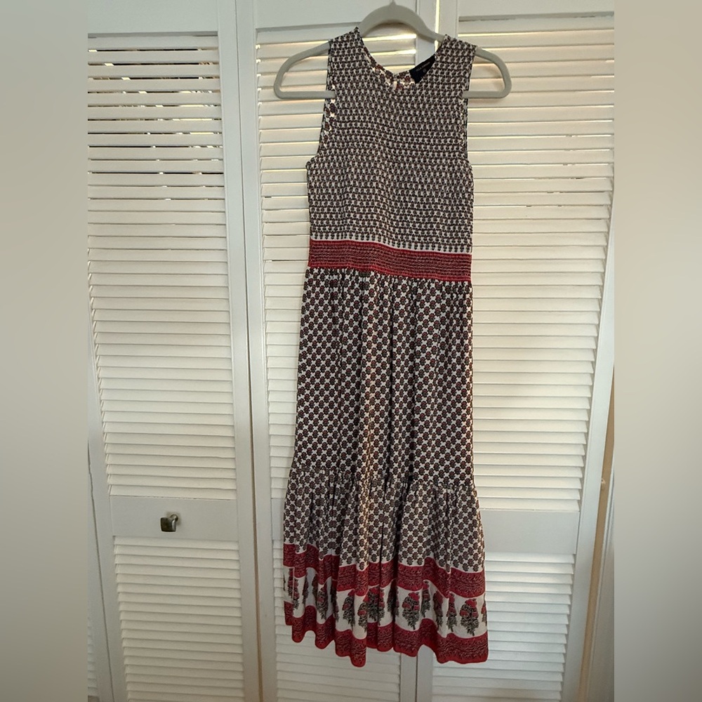 Ulla Johnson Red and Black Geometric Maxi Dress